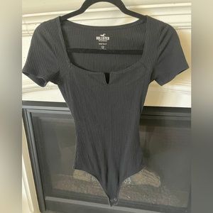 Hollister black ribbed square bodysuit